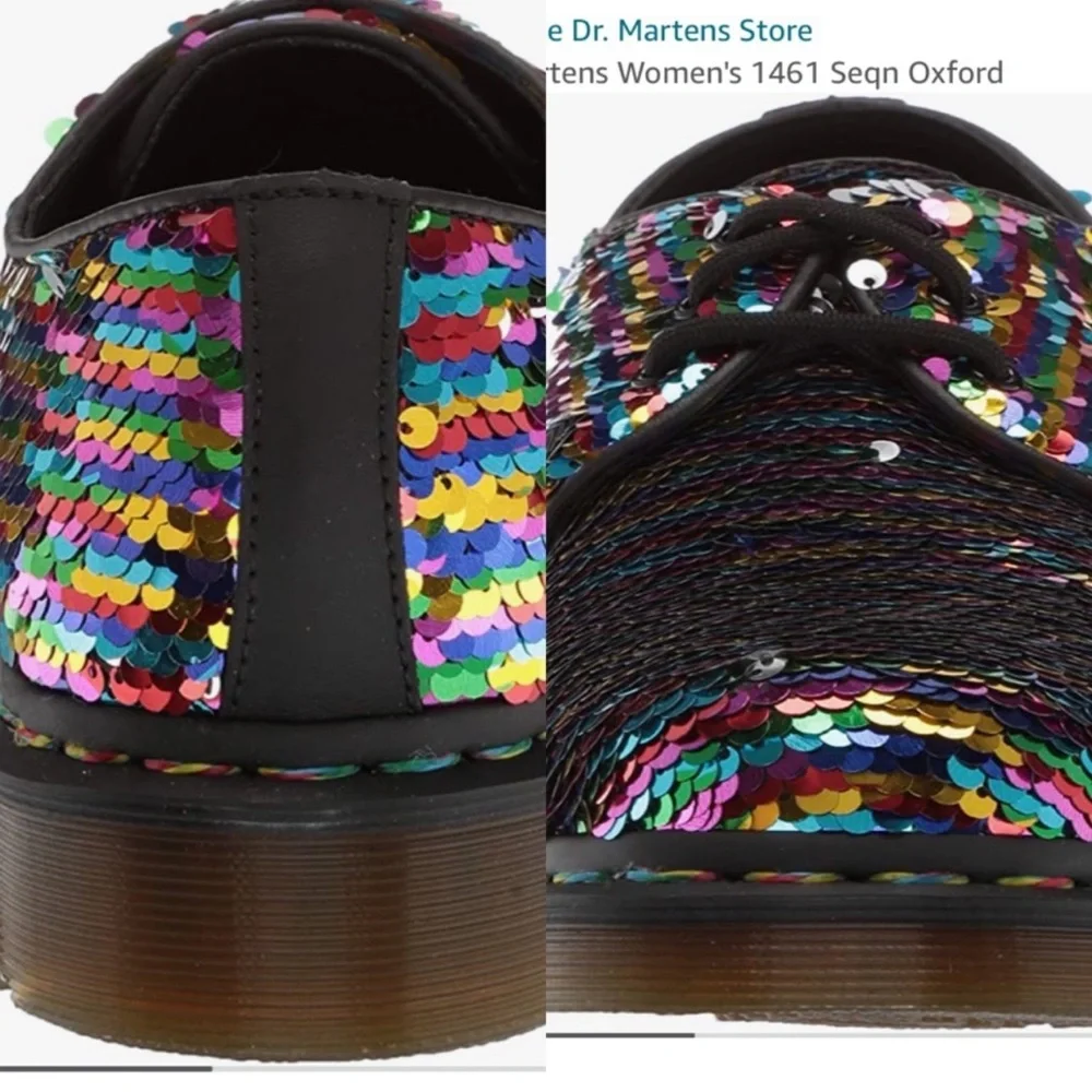 Sparkly Doc Dr Martens 1461 Sequin Rainbow Silver 24597